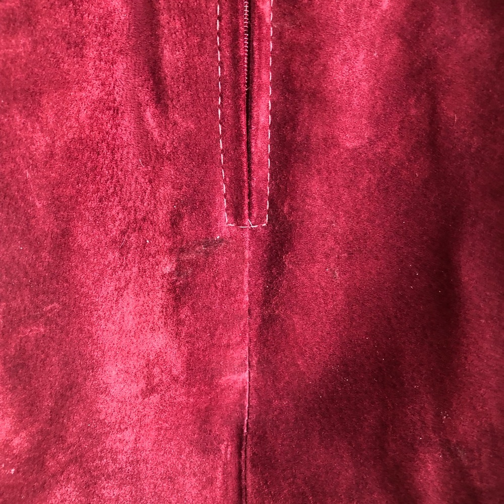 Vintage Genuine Leather Deep Red High Waisted Pencil Skirt 0 - Picture 13 of 16